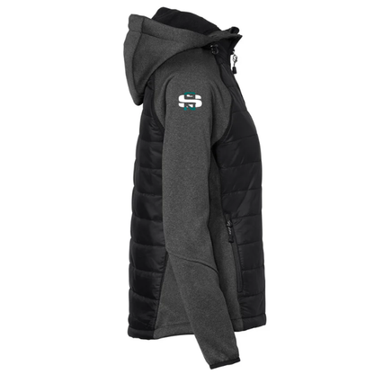 Hakro Kapuzen-Hybridjacke Contrast Damen, Schwarz