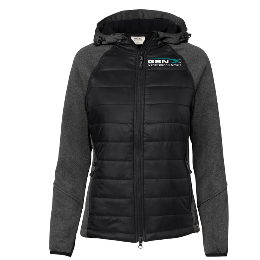 Hakro Kapuzen-Hybridjacke Contrast Damen, Schwarz