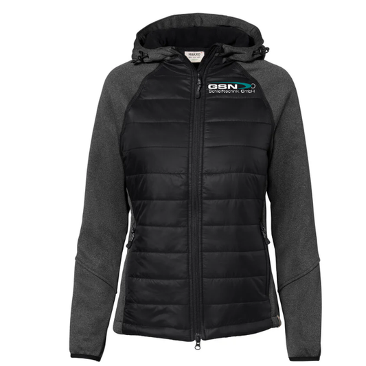 Hakro Kapuzen-Hybridjacke Contrast Damen, Schwarz