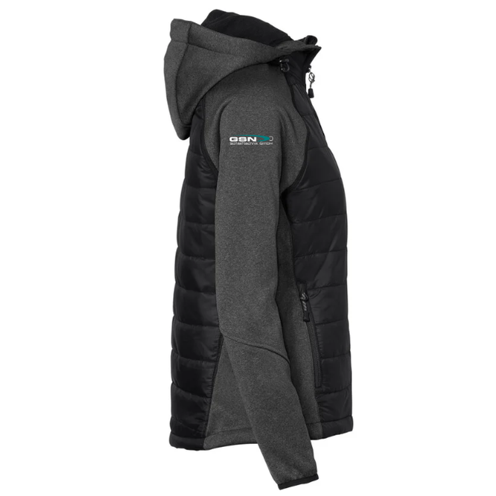 Hakro Kapuzen-Hybridjacke Contrast Damen, Schwarz