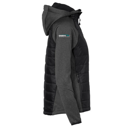 Hakro Kapuzen-Hybridjacke Contrast Damen, Schwarz